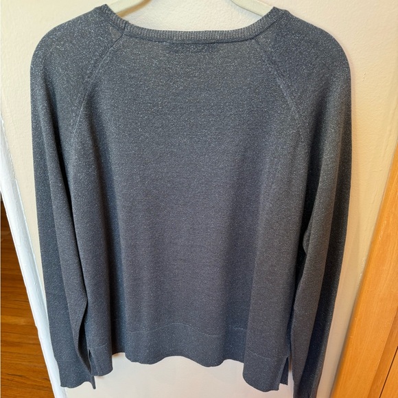 ZARA Metallic Thread Knit Sweater Gray Long Sleeve Lightweight Round Neck NWT - Picture 8 of 10